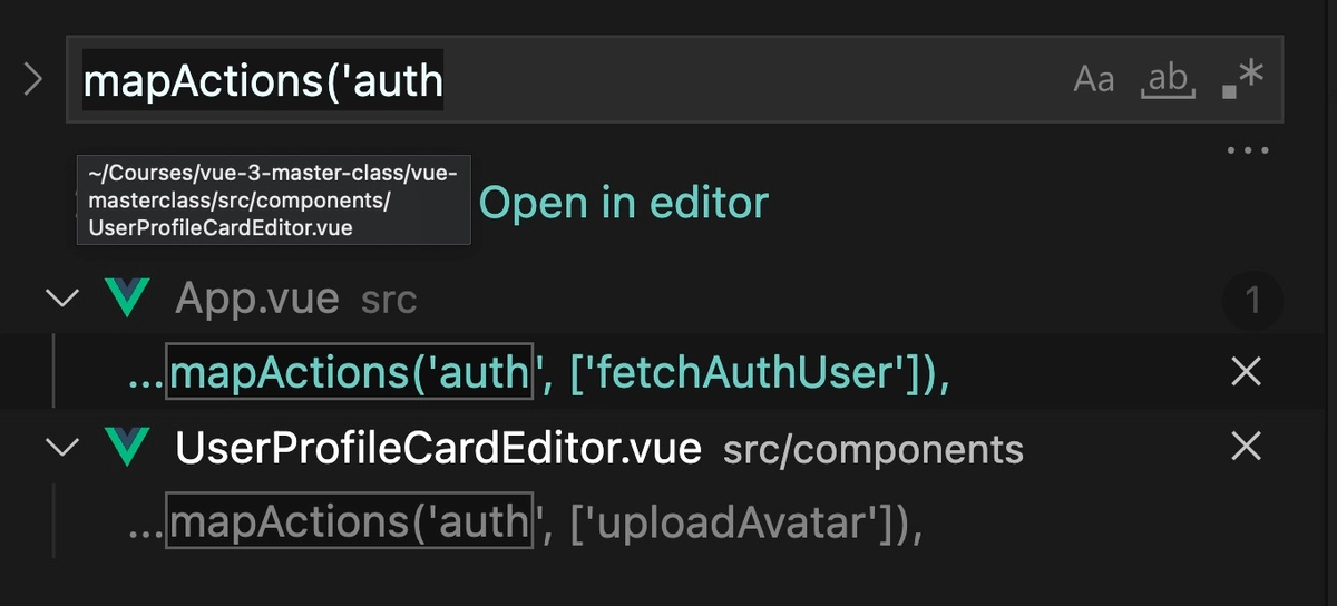 search results for mapActions('auth in VS code