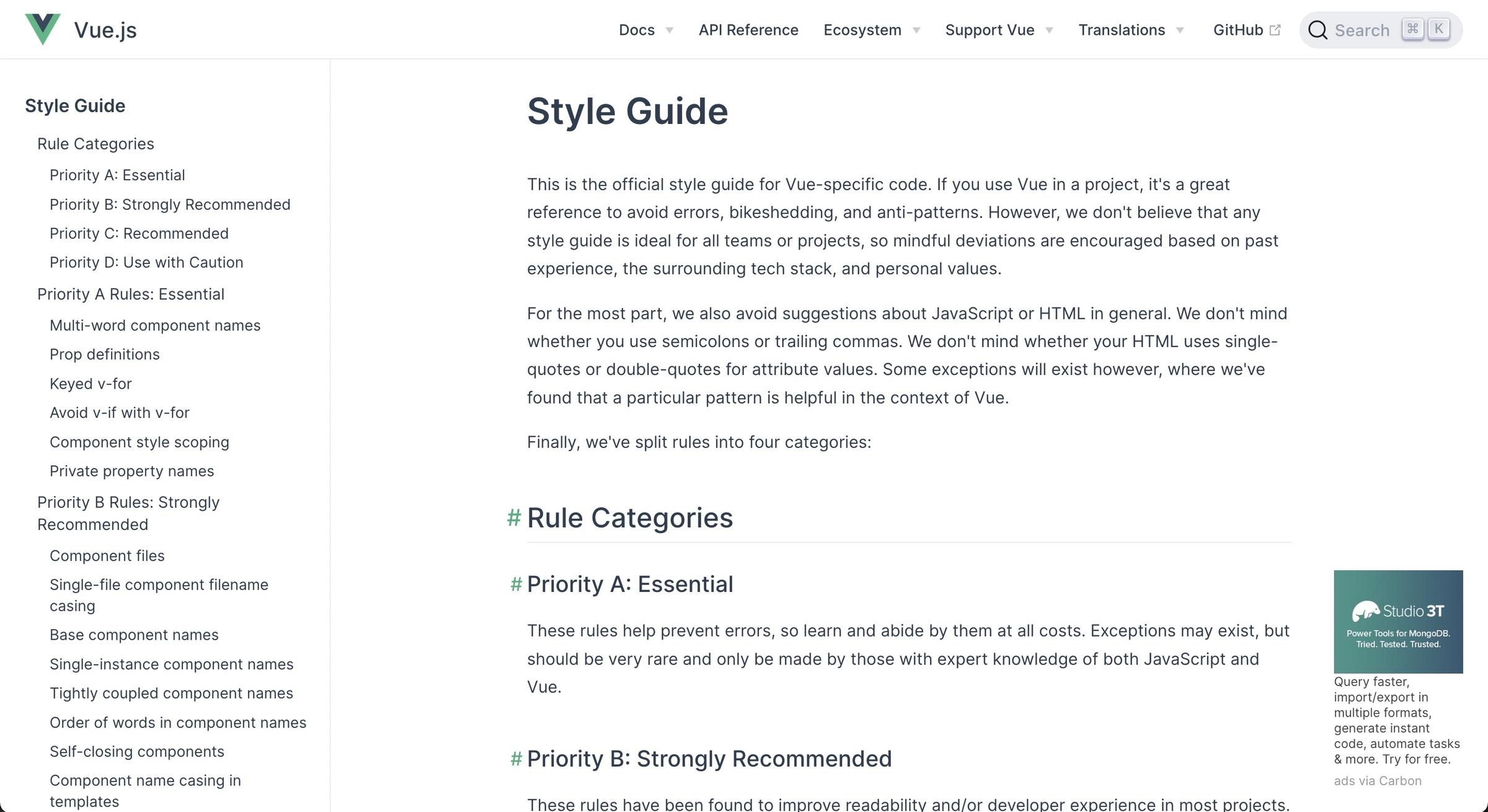 vue style guide screenshot