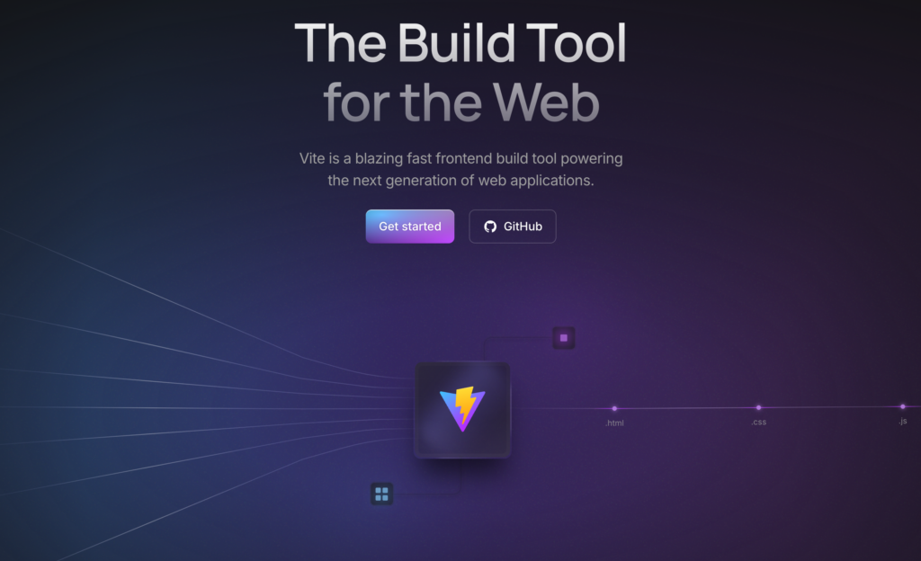 A screenshot of Vite's homepage