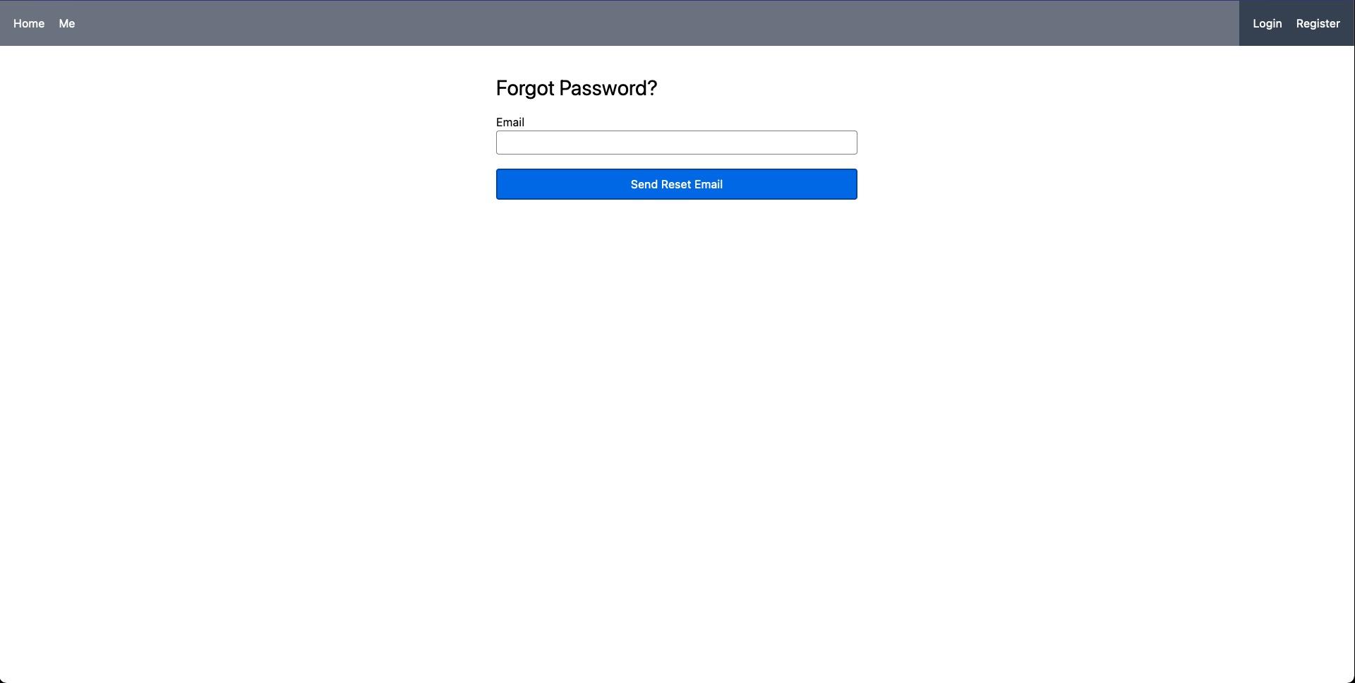 screenshot of forgot password page