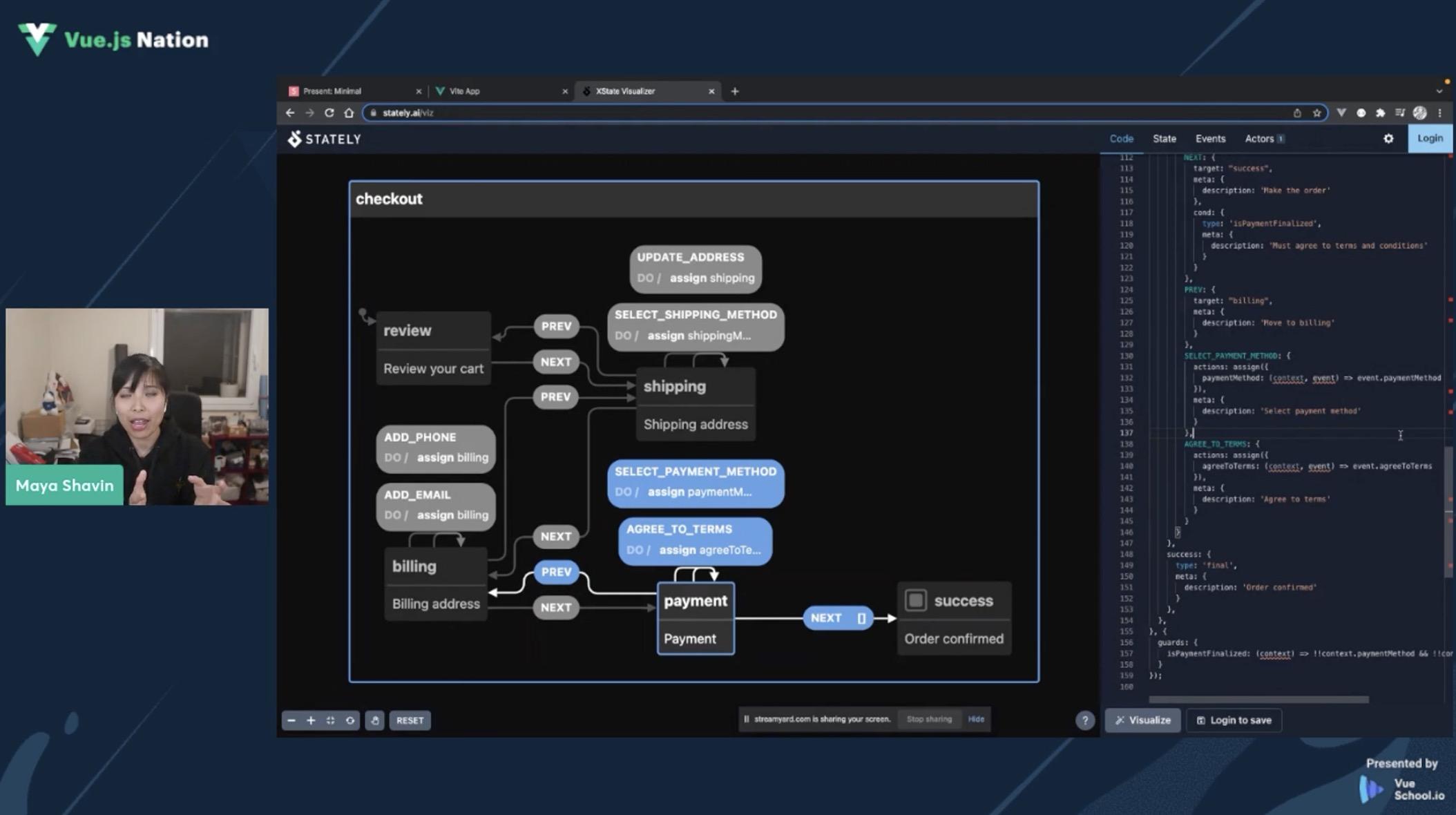screen shot of Maya Shavin talking about XState
