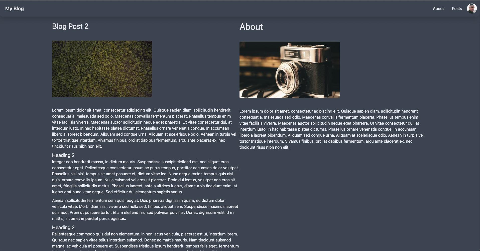 about page on right hand side of blog post page