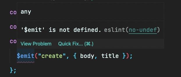 ESLint gives hint that $emit is undefined