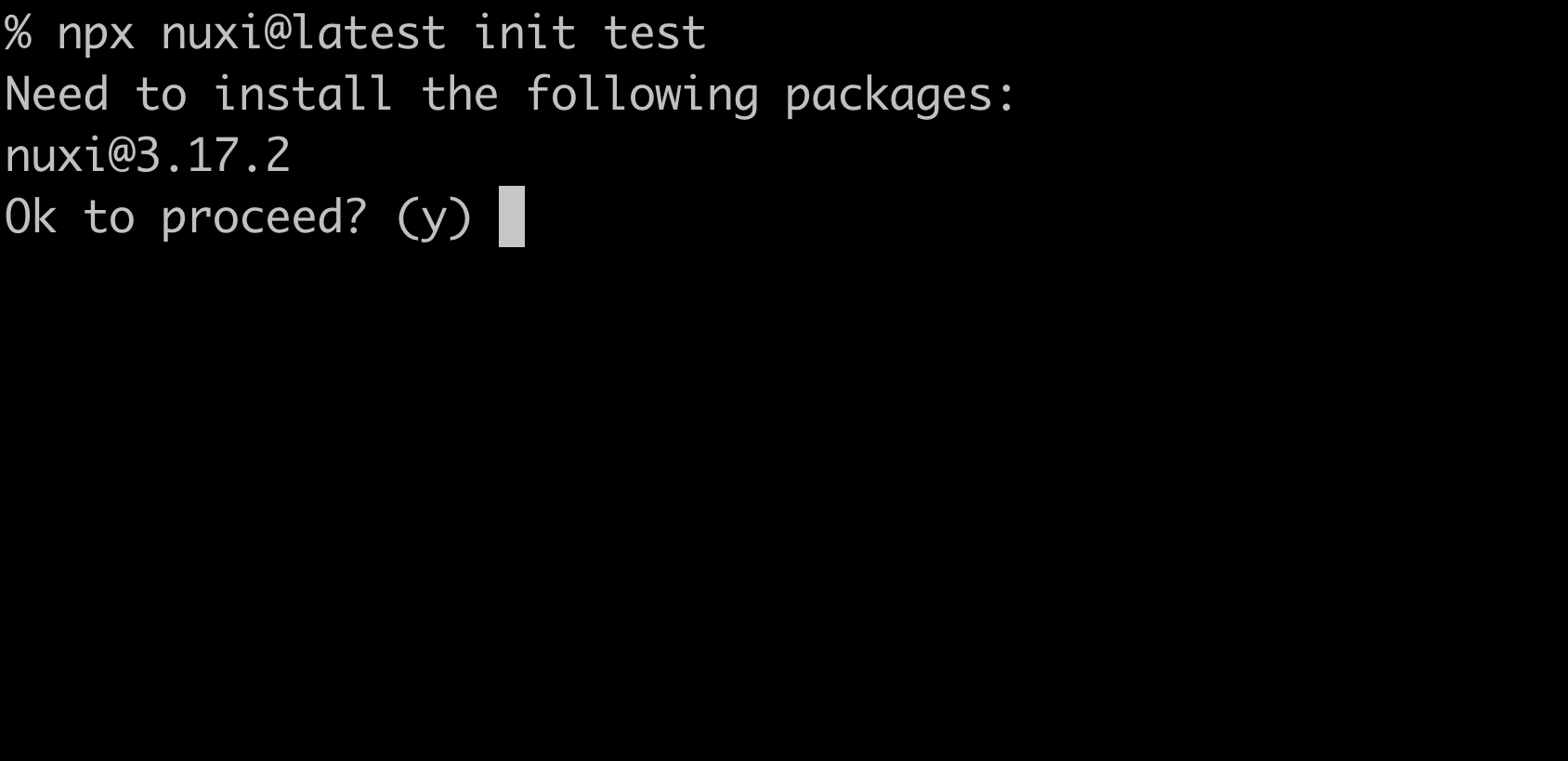 Nuxi init command output