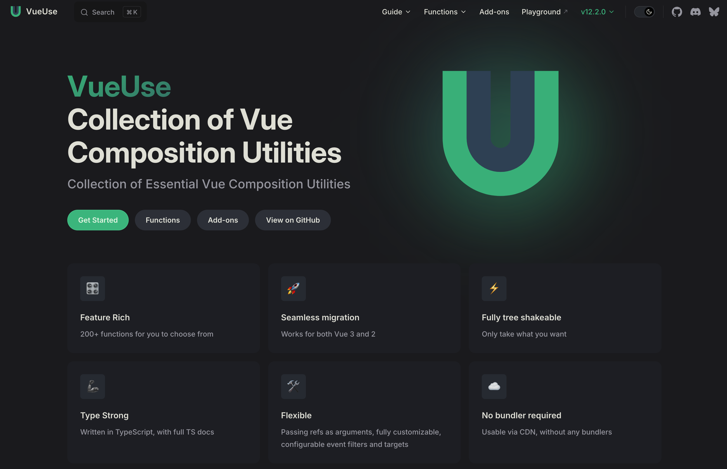 VueUse Homepage Screenshot