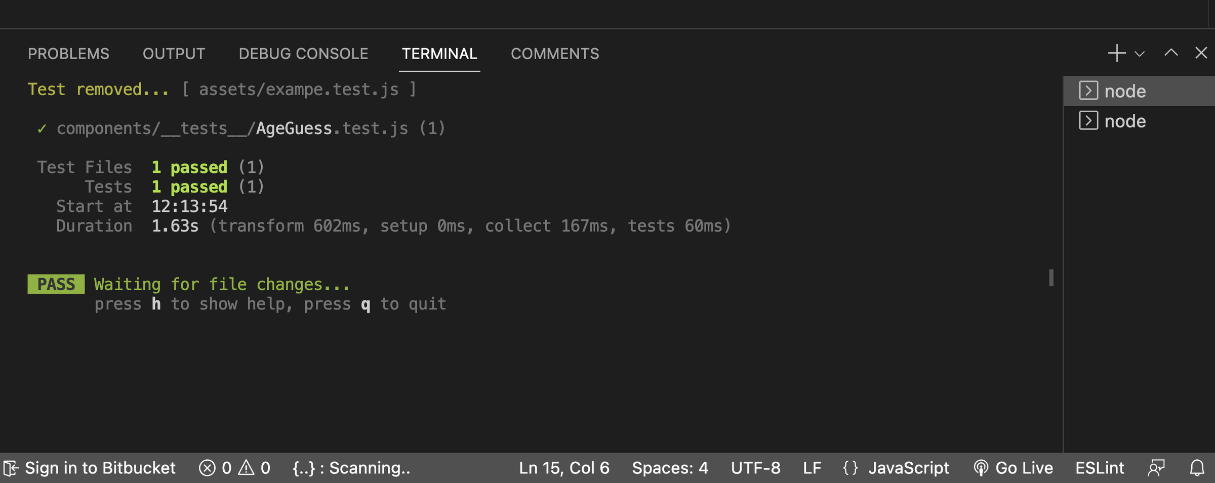 Screenshot showing Vitest tests passing as expected