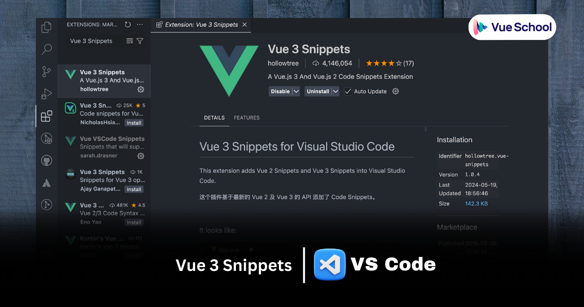 Vue 3 Snippets VS Code Extension