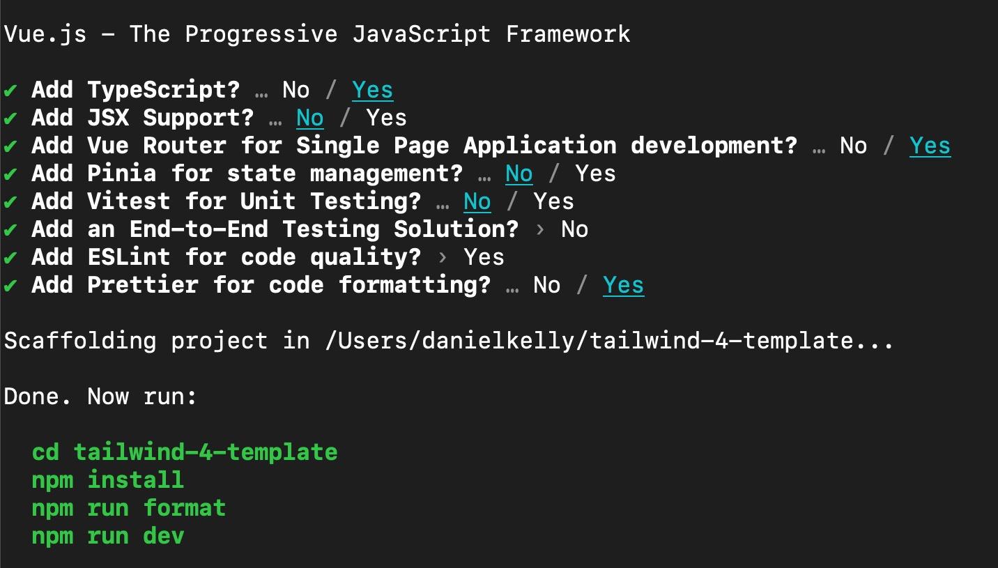 Vue scaffolding prompts and answers