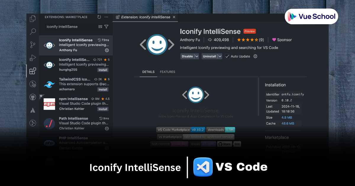 Iconify IntelliSense VS Code extension