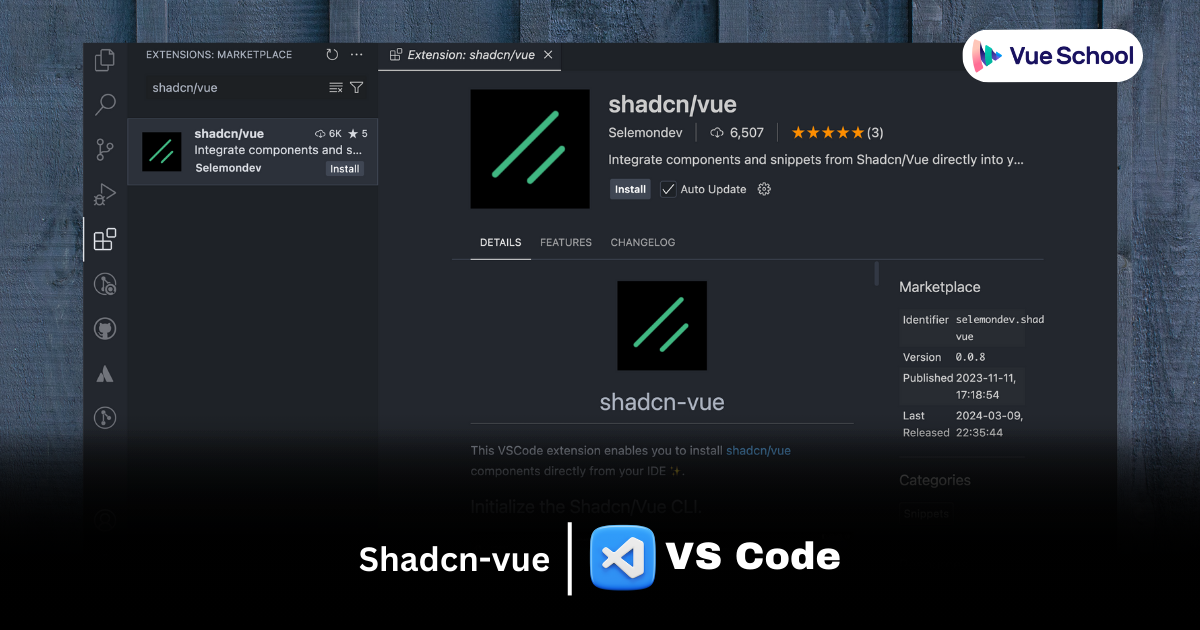 Shadcn/vue VS Code extension