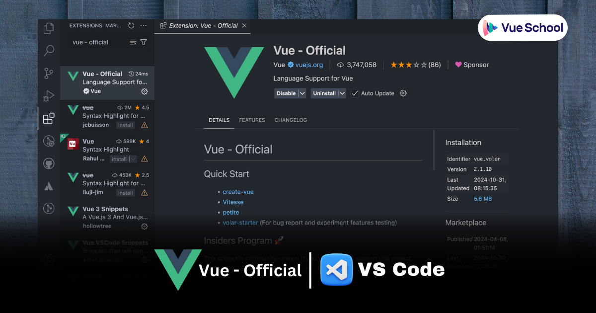 Vue Official Extension for VS Code