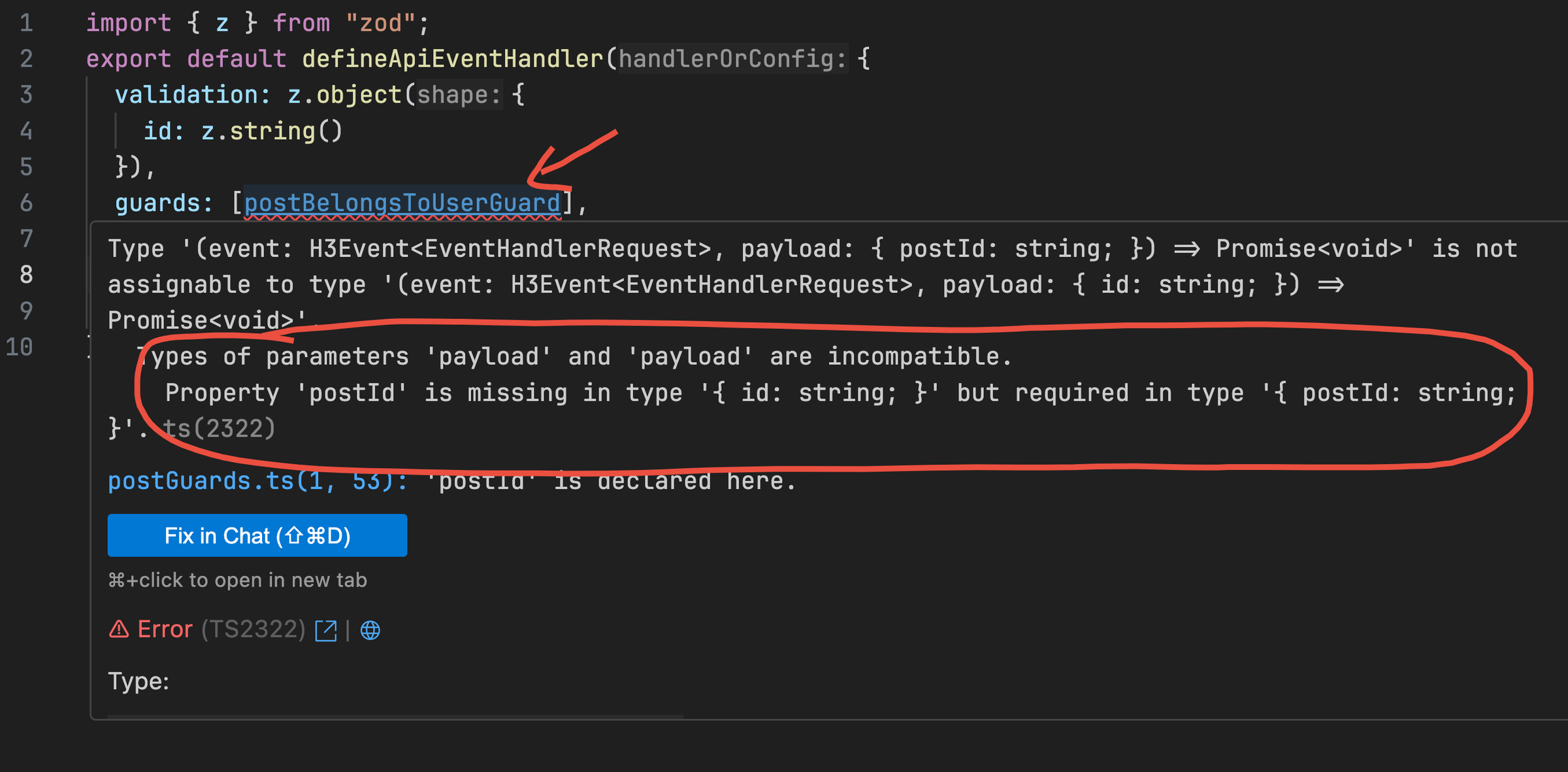 Your IDE will notify you if the guard isn’t compatible with the payload.