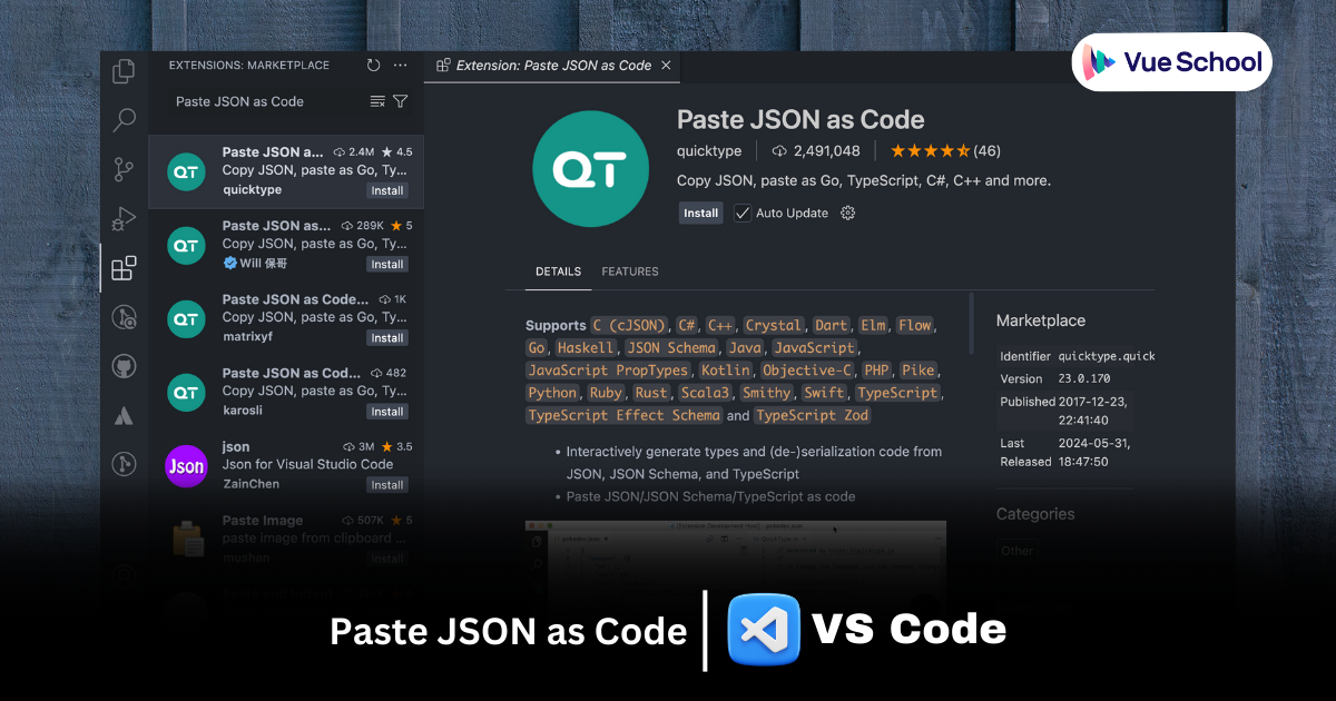 Paste JSON as Code VS Code extension