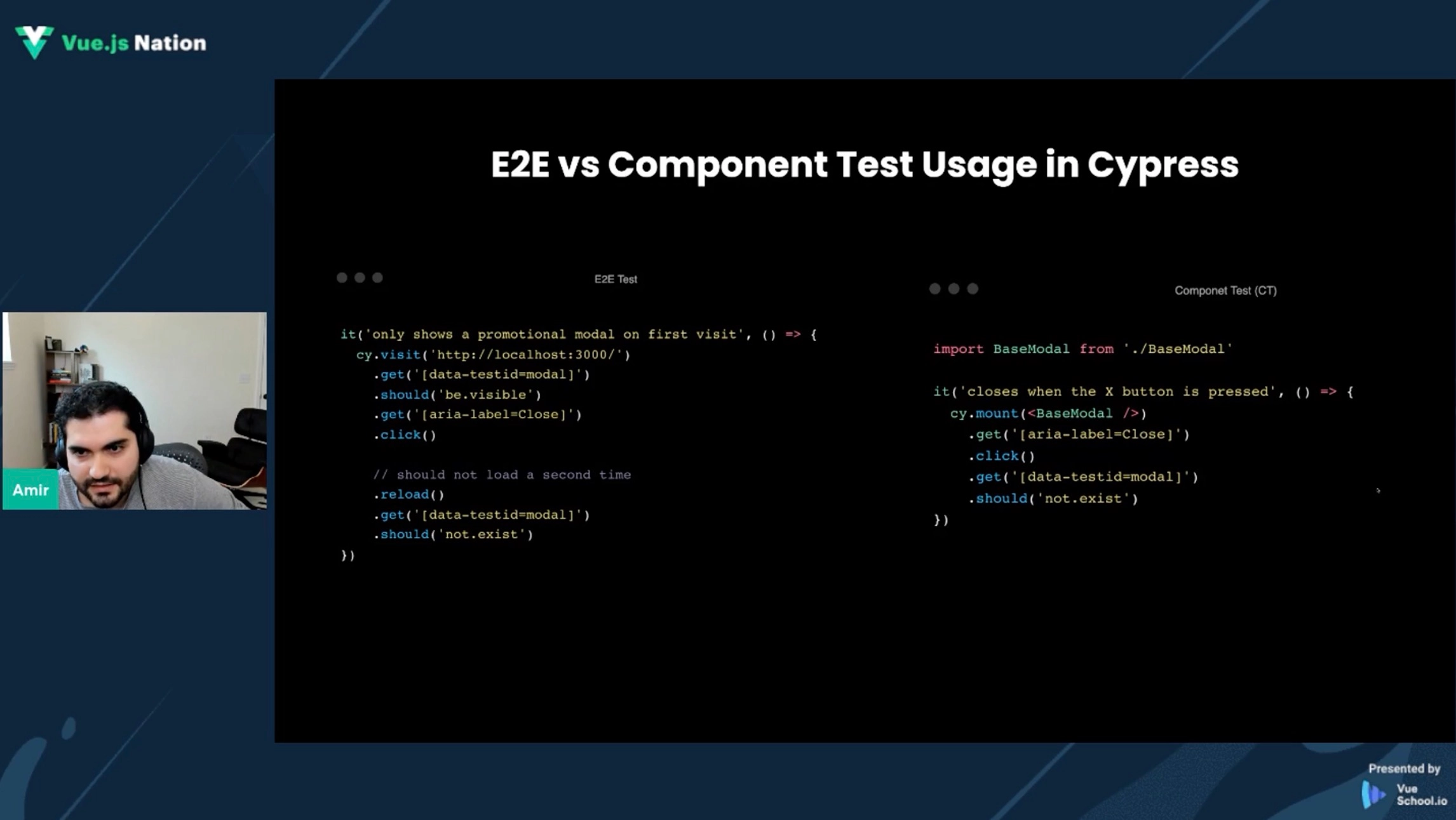 screen shot of Amir Rustamzadeh talking about component testing