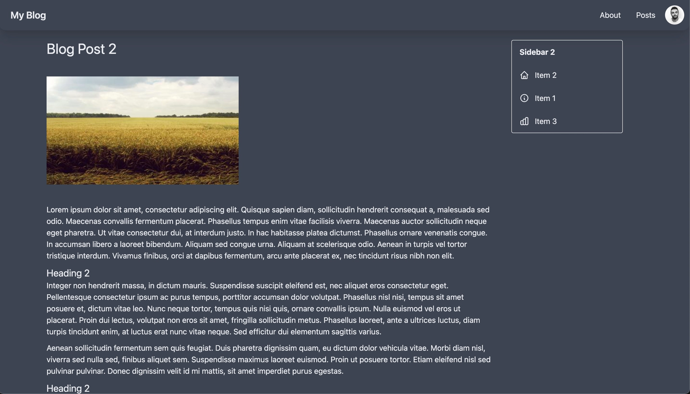 blog post with sidebar on right
