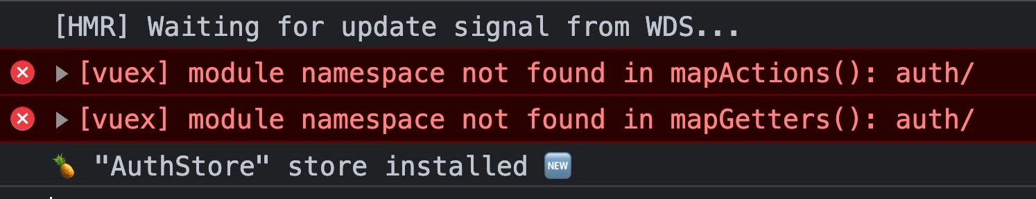 screenshot of console errors