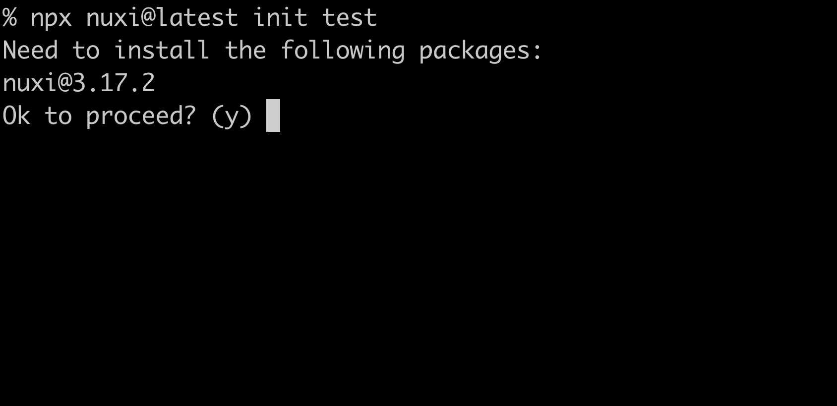 Nuxi init command output