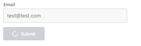 Screenshot of form submitting with inputs and button disabled and spinner in submit button