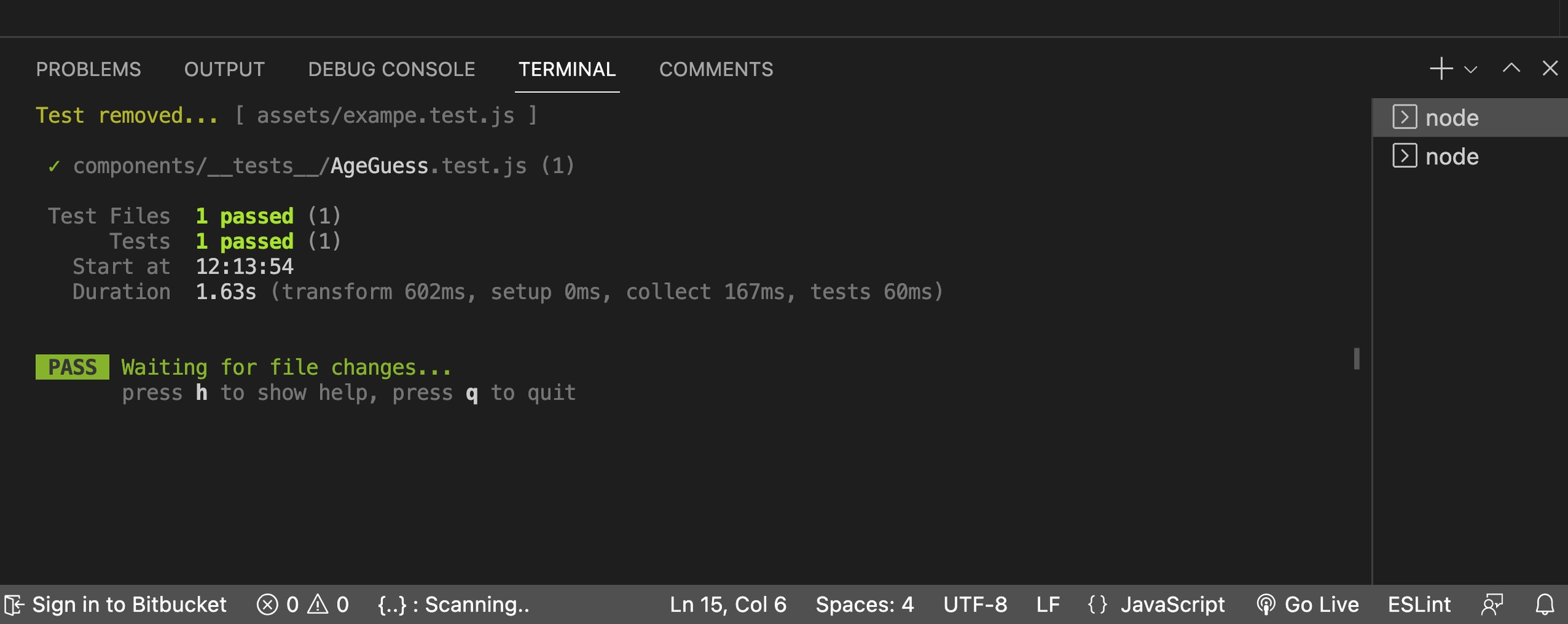 Screenshot showing Vitest tests passing as expected