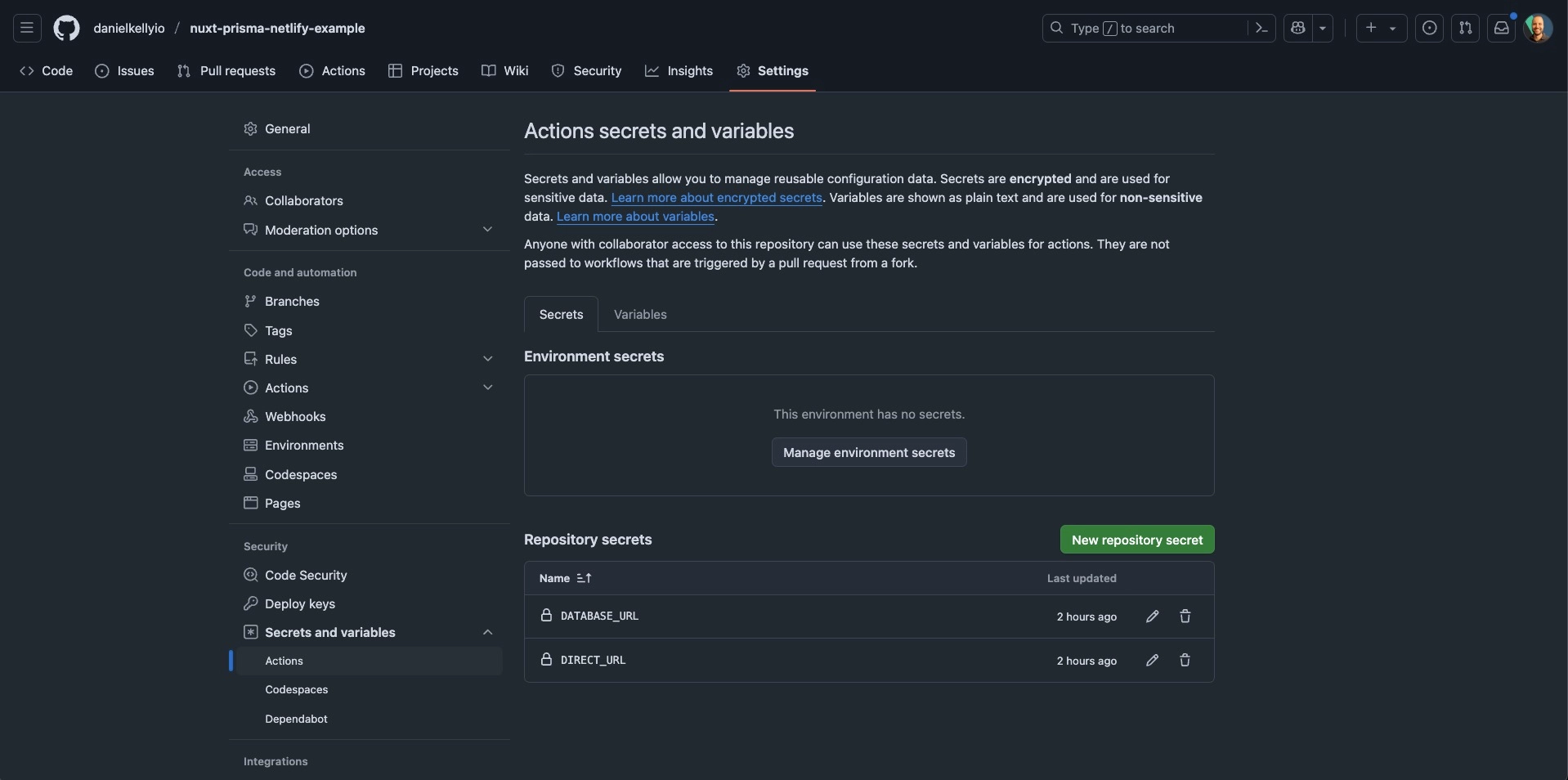 Add secrets to GitHub Actions