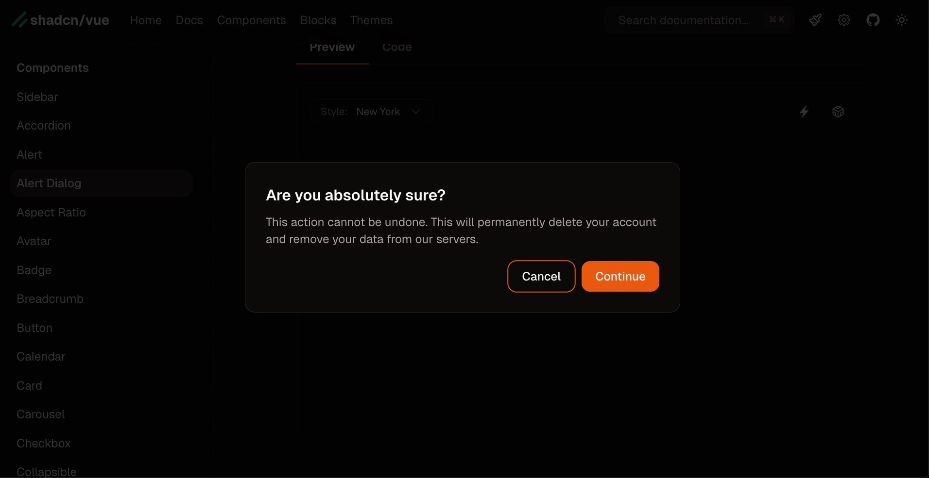 Alert dialog screenshot