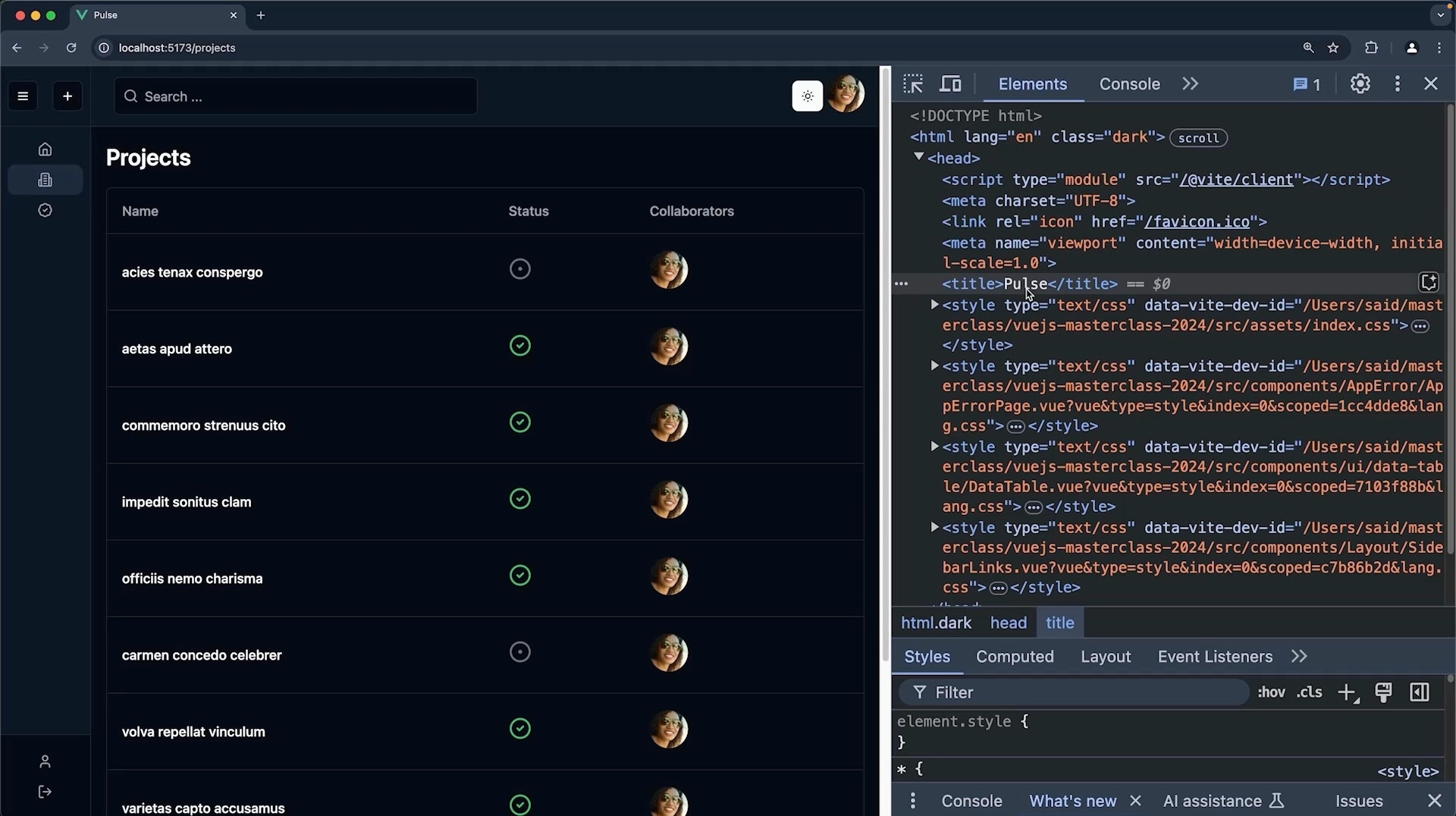 the vue.js master class 2024 edition screenshot