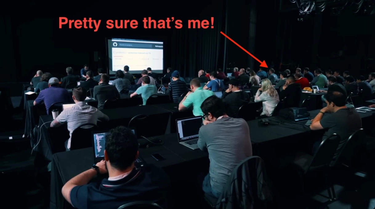 Screenshot of the back of my head in the Vue.js: The Documentary