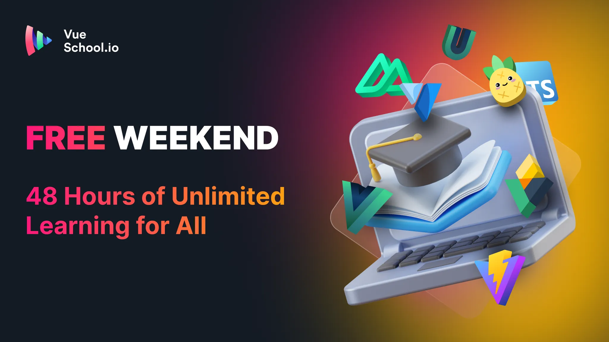 48 Hours of Unlimited Vue.js Learning: Your Guide to Vue School’s Free Weekend