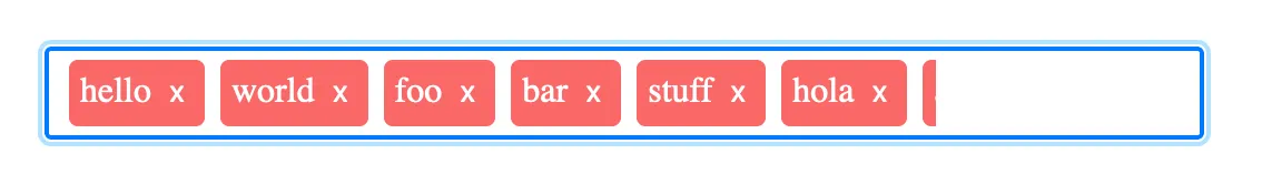 screenshot of tags over input