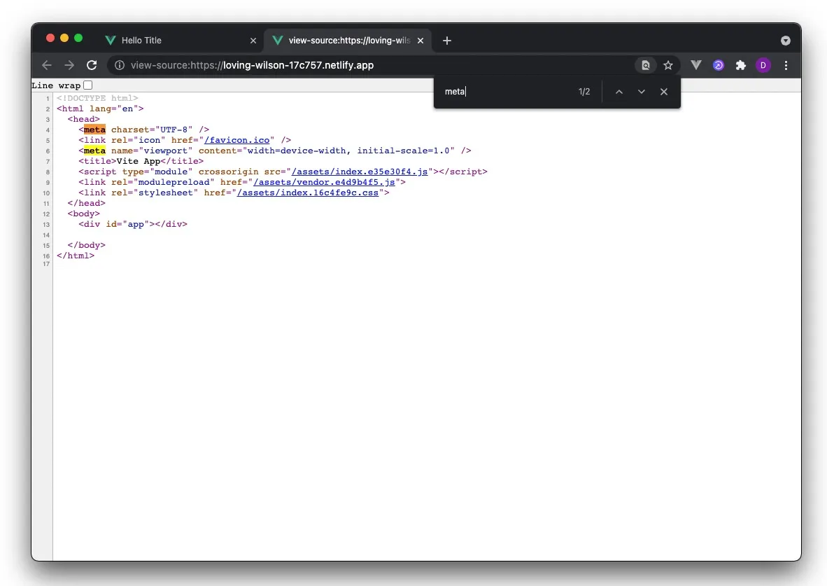 screenshot of page source for user visited page