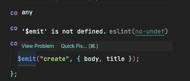 ESLint gives hint that $emit is undefined