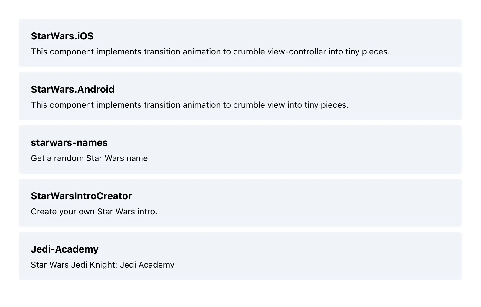 screenshot of repos