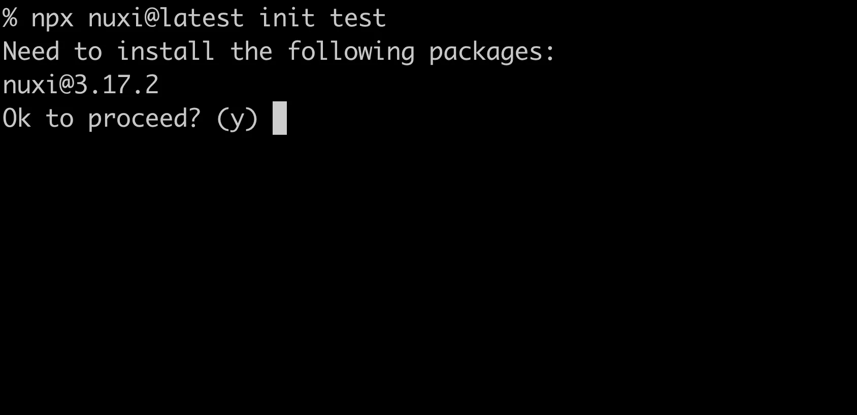 Nuxi init command output