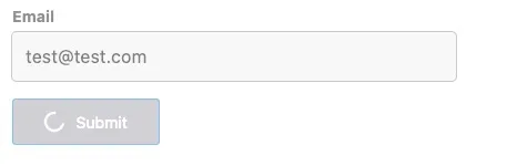 Screenshot of form submitting with inputs and button disabled and spinner in submit button