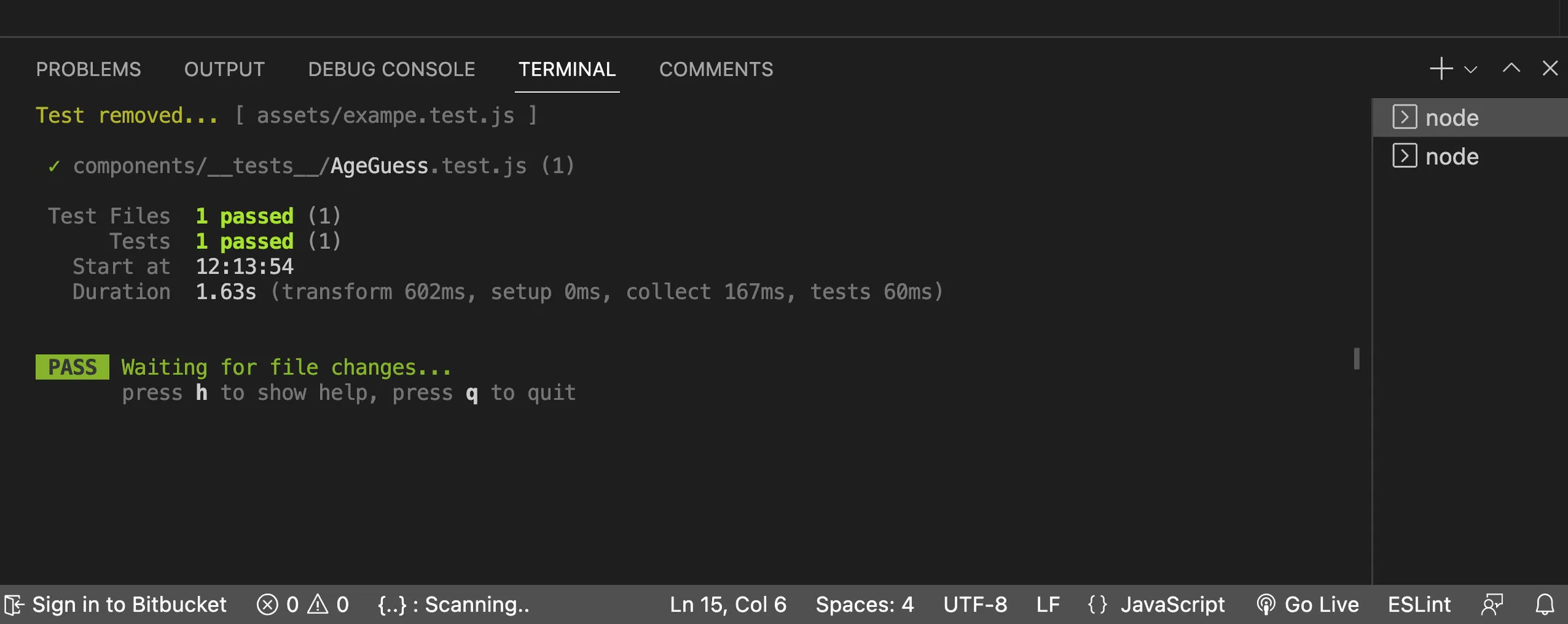 Screenshot showing Vitest tests passing as expected