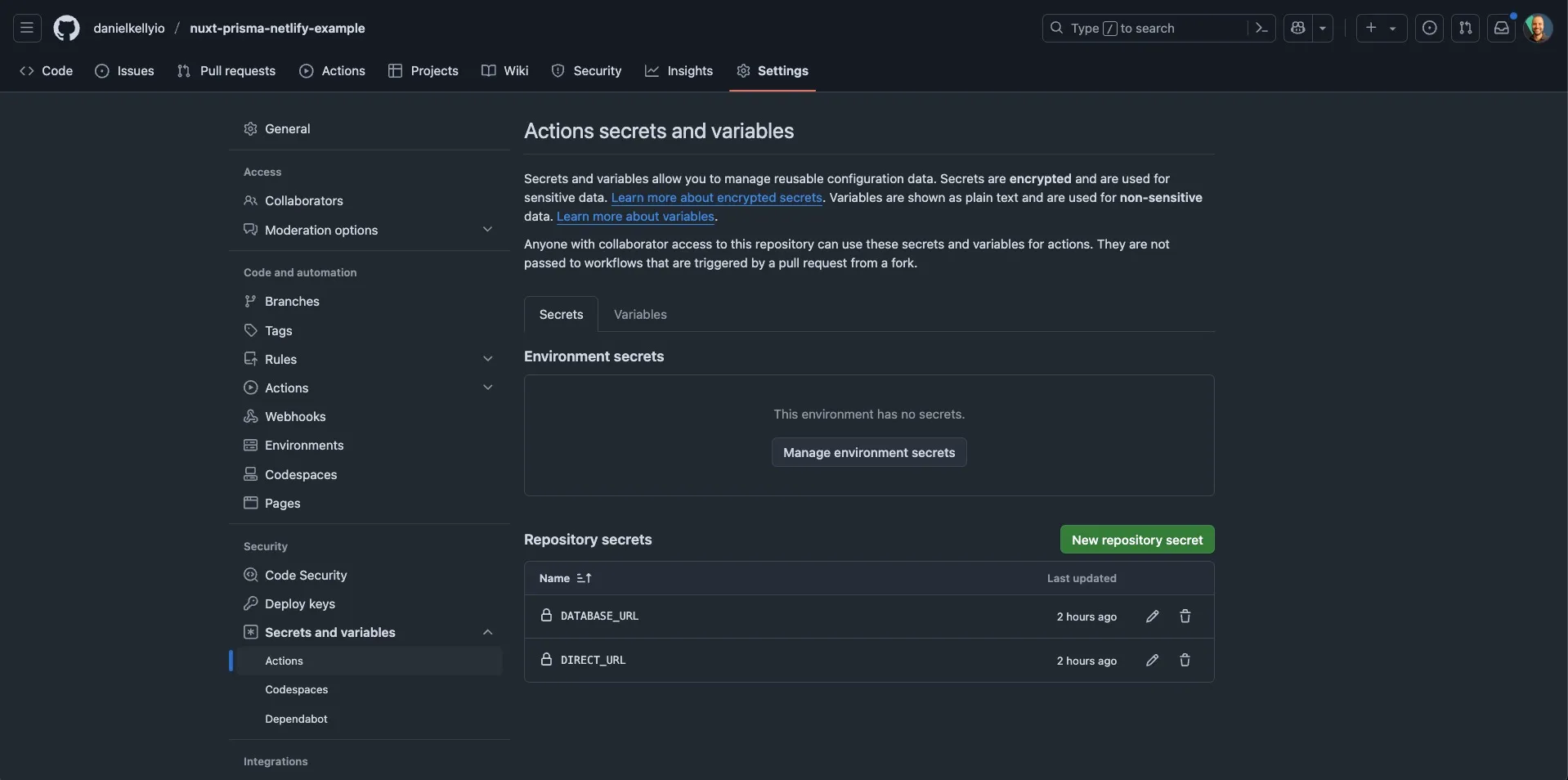 Add secrets to GitHub Actions