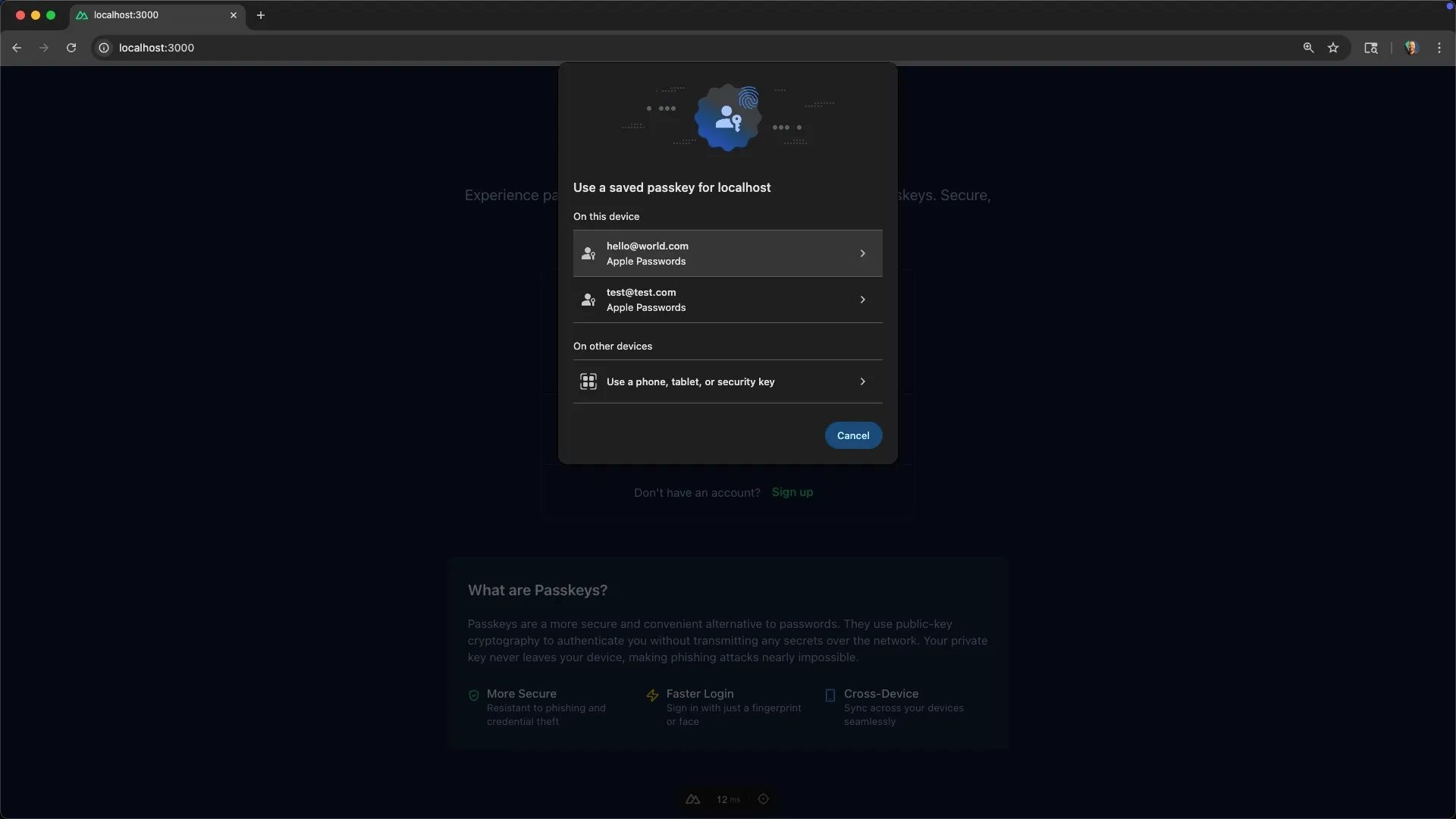 passkey selector