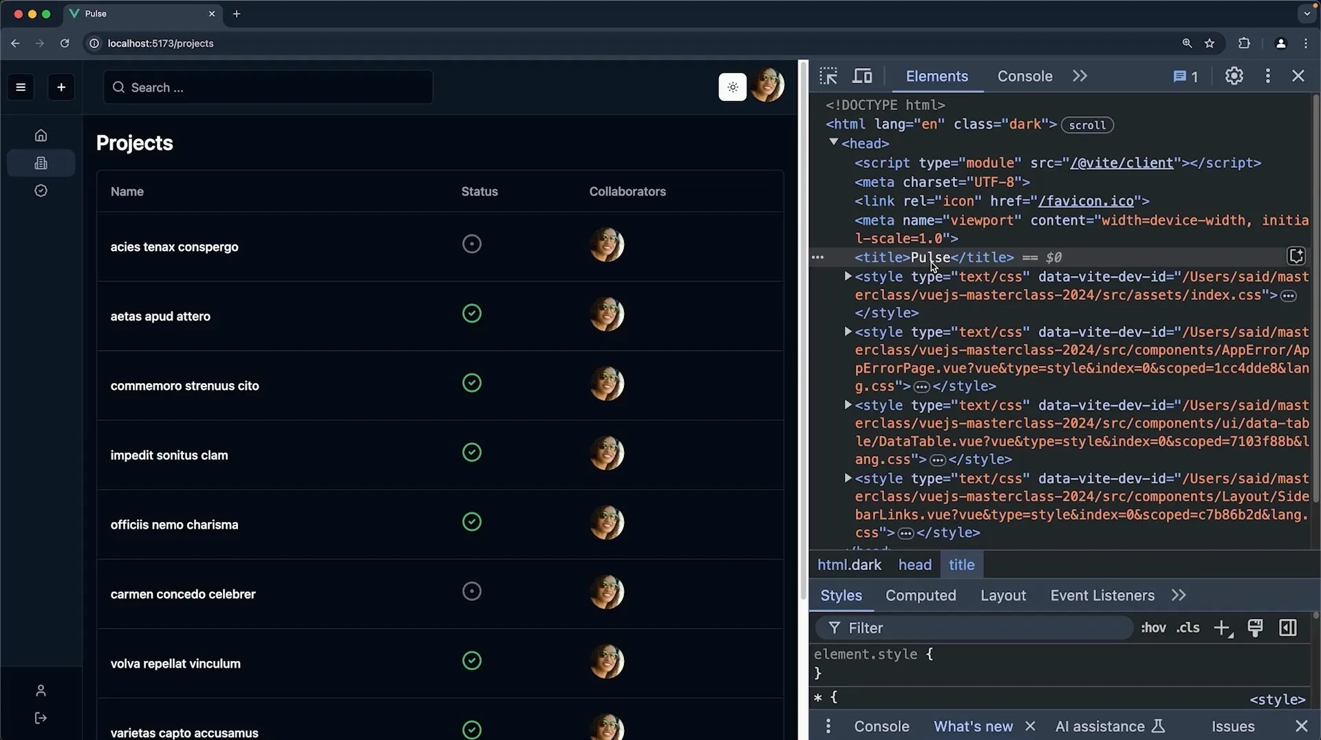 the vue.js master class 2024 edition screenshot