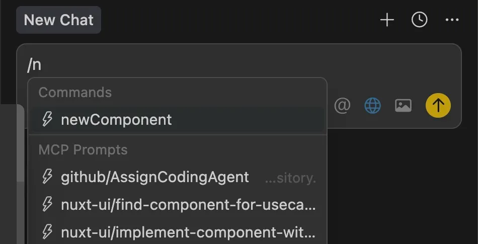 screenshot of slash command in cursor