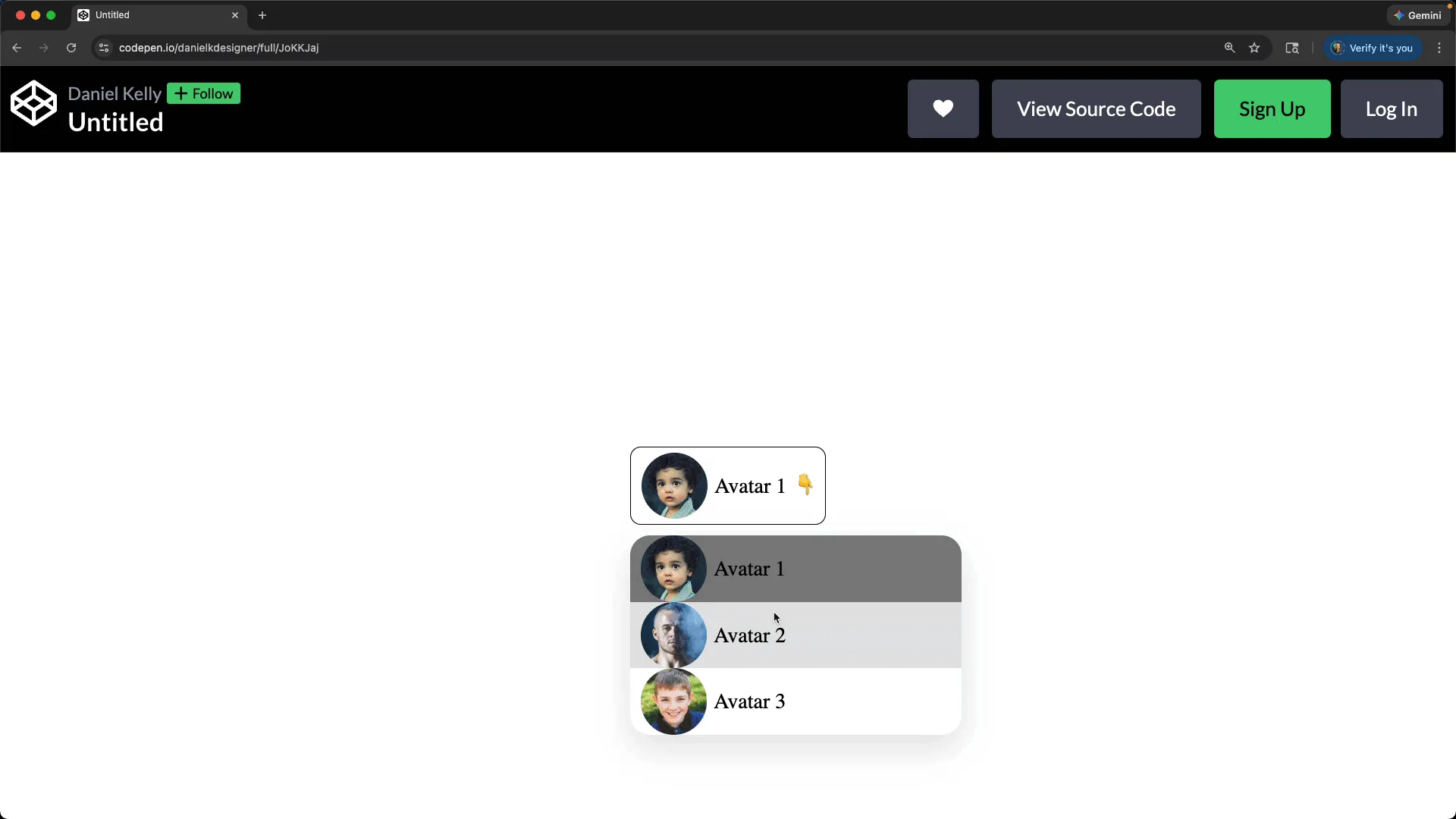 screenshot of customizable select elements