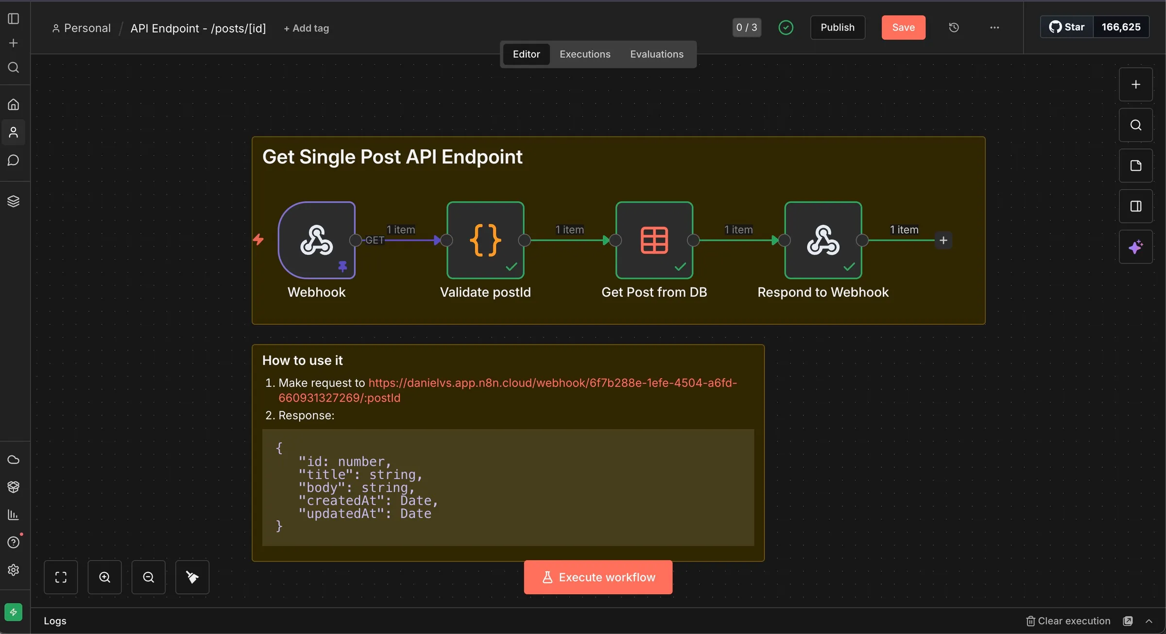 screenshot of a get single post API endpoint