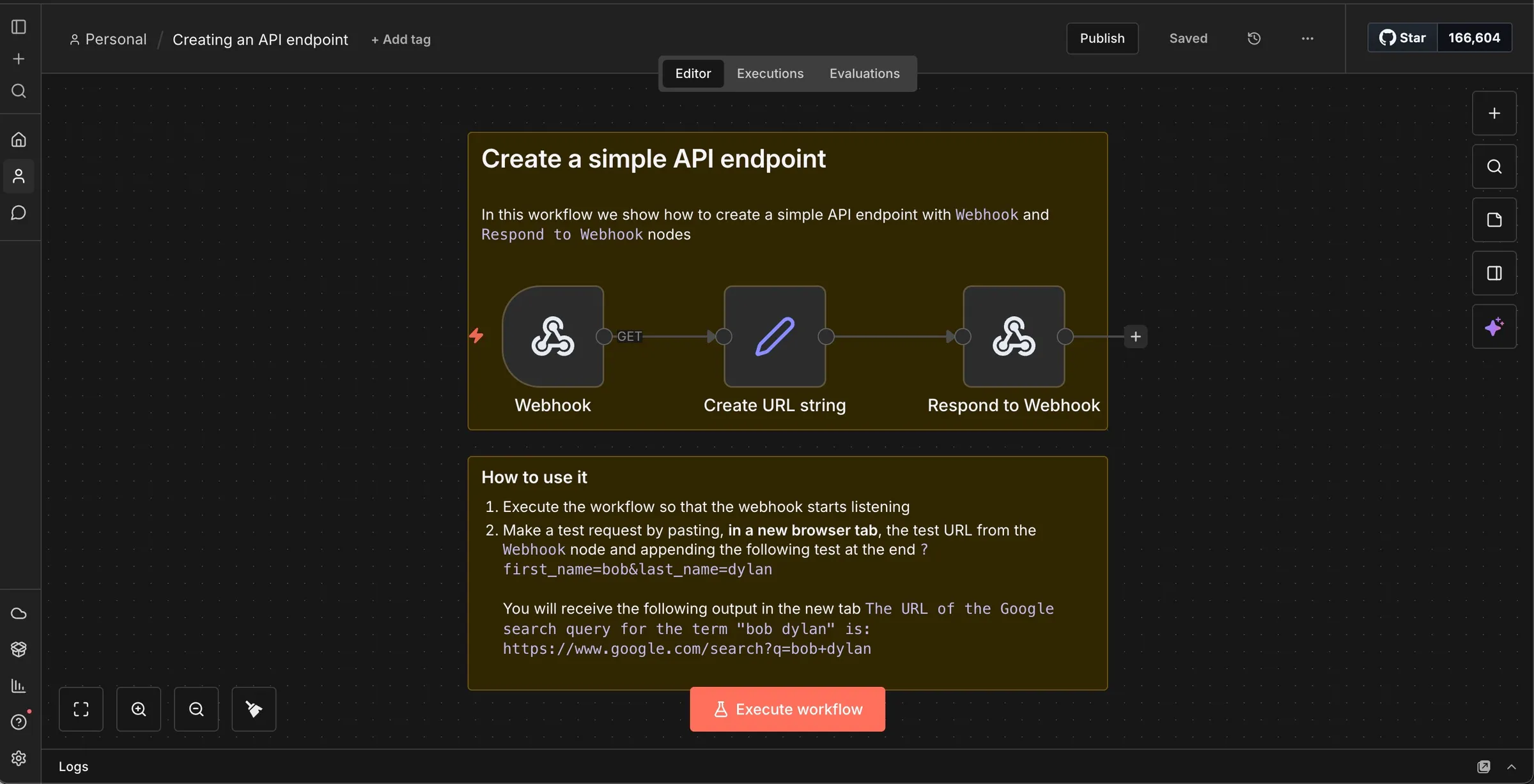 screenshot of the n8n workflow described above