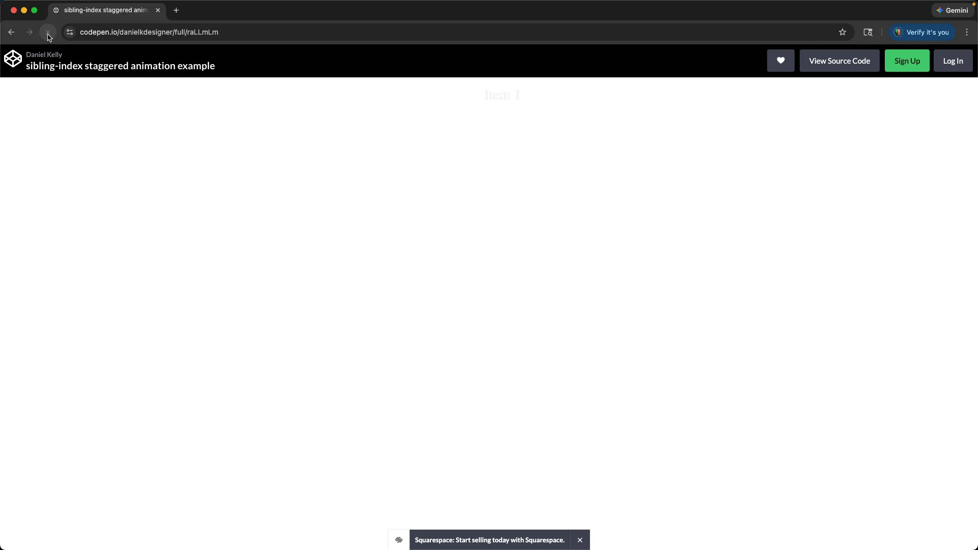 screenshot of using sibling-index() to stagger list items transition
