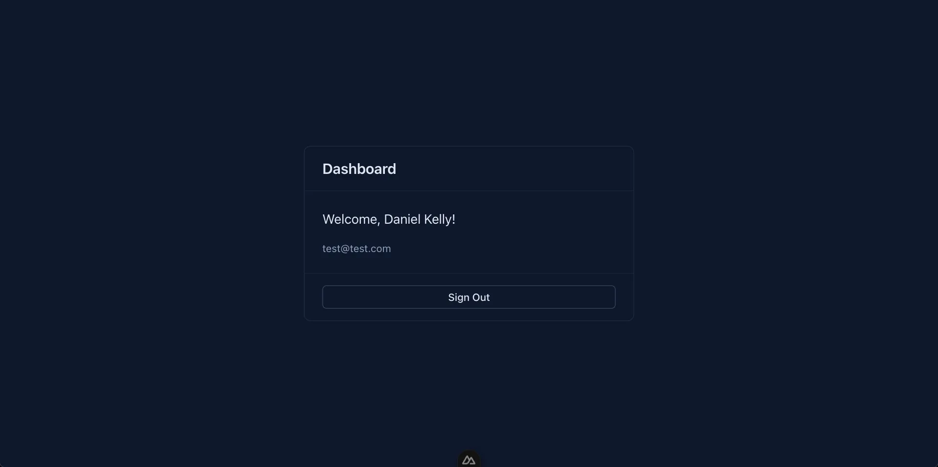 Dashboard showing authenticated user and Sign Out button