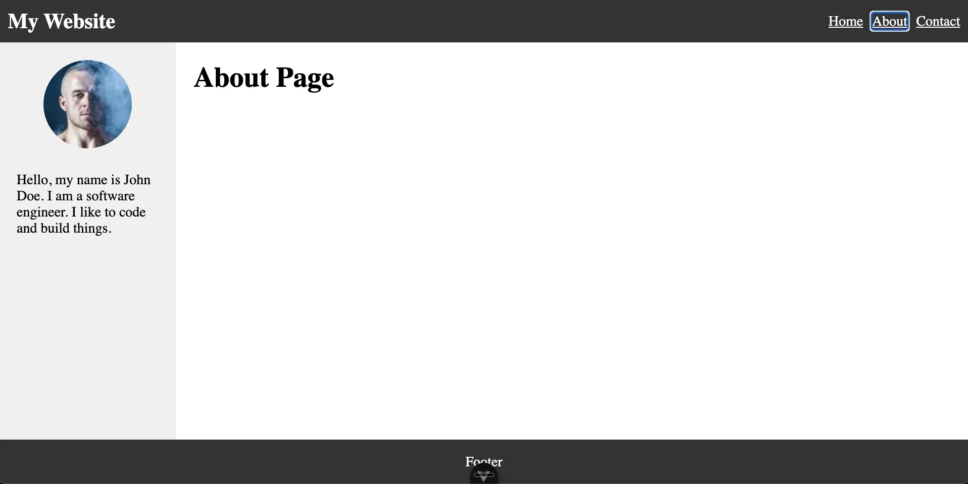 about page with sidebar