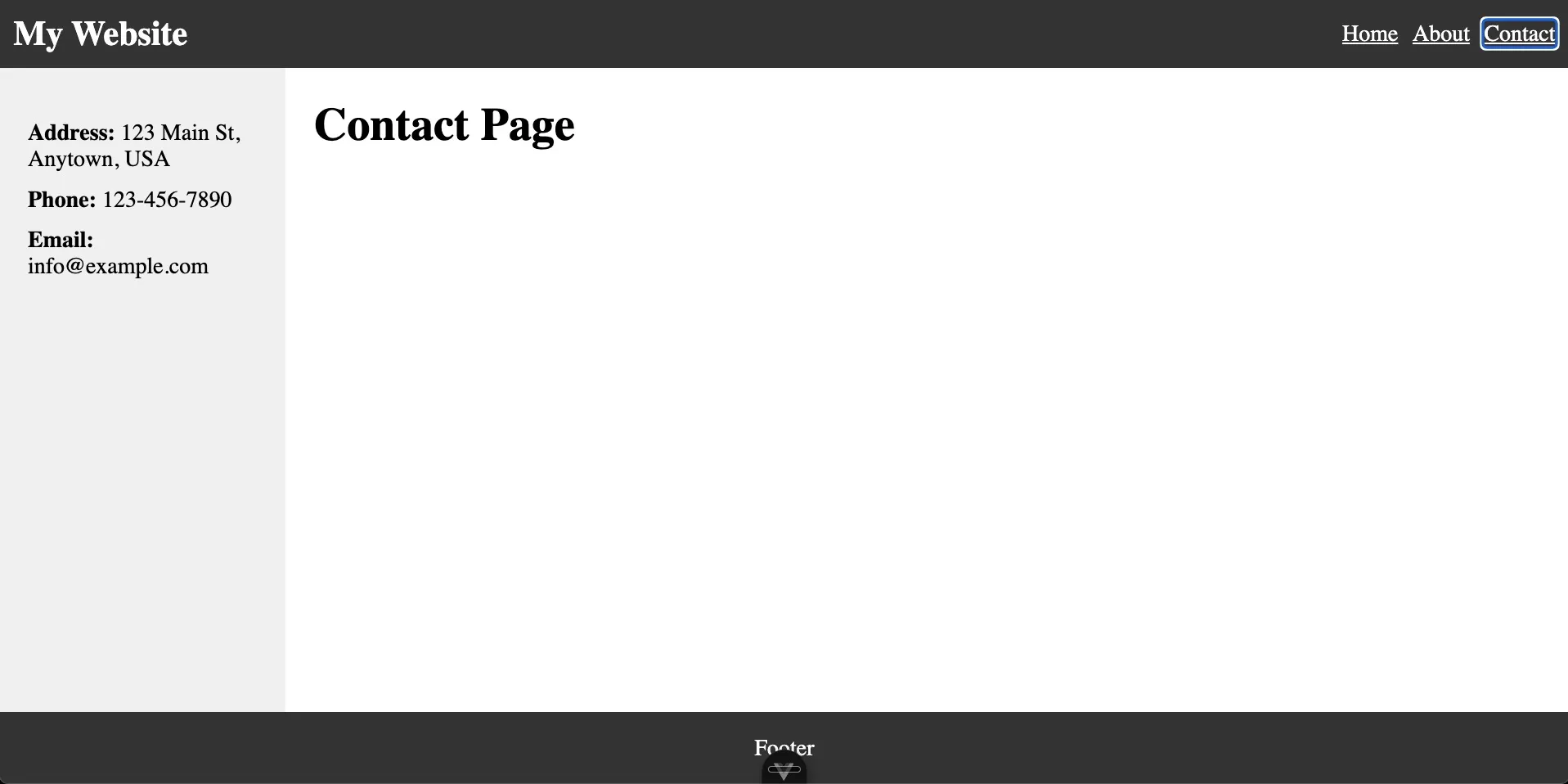 contact page with sidebar