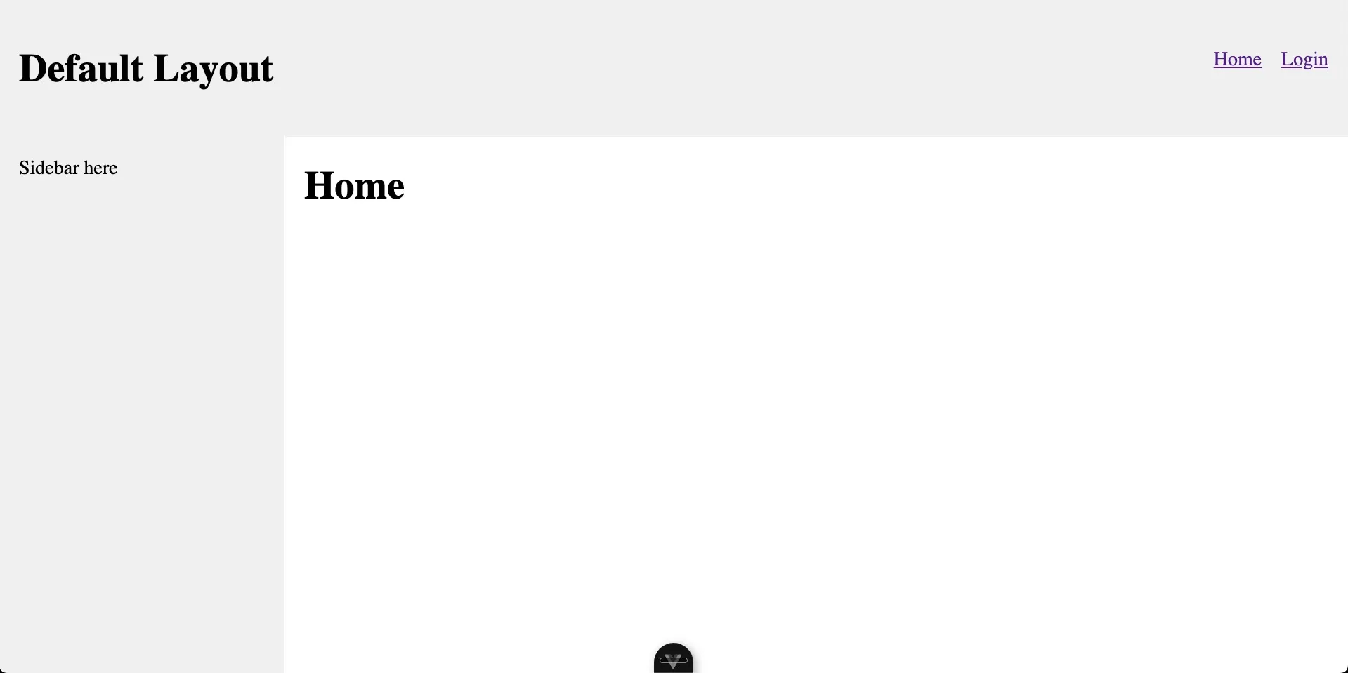 screenshot of the rendered DefaultLayout used on a homepage