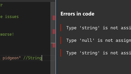 screenshot of typescript errors