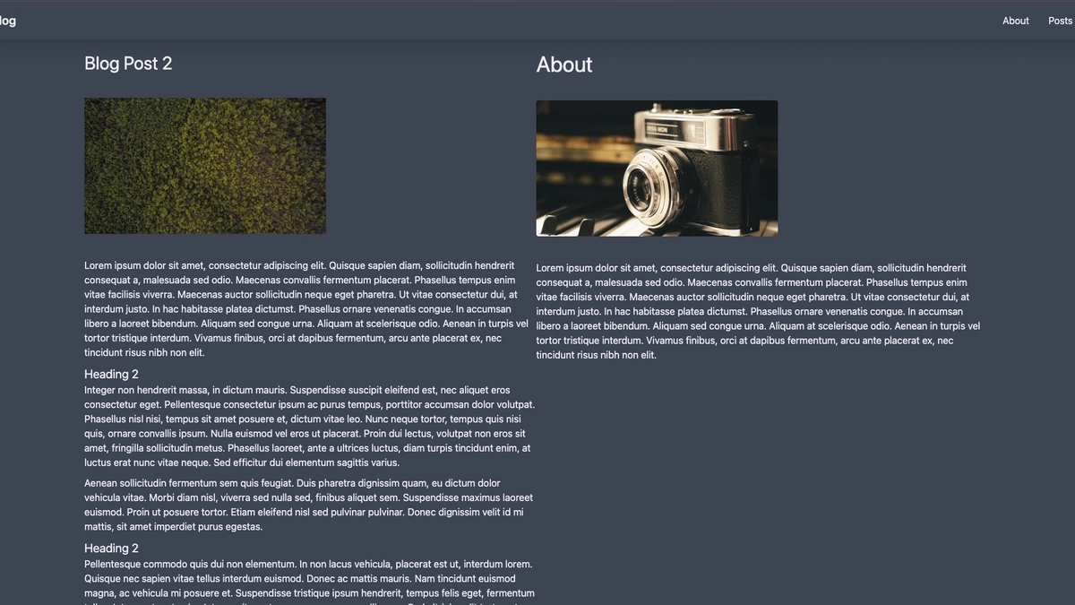 about page on right hand side of blog post page