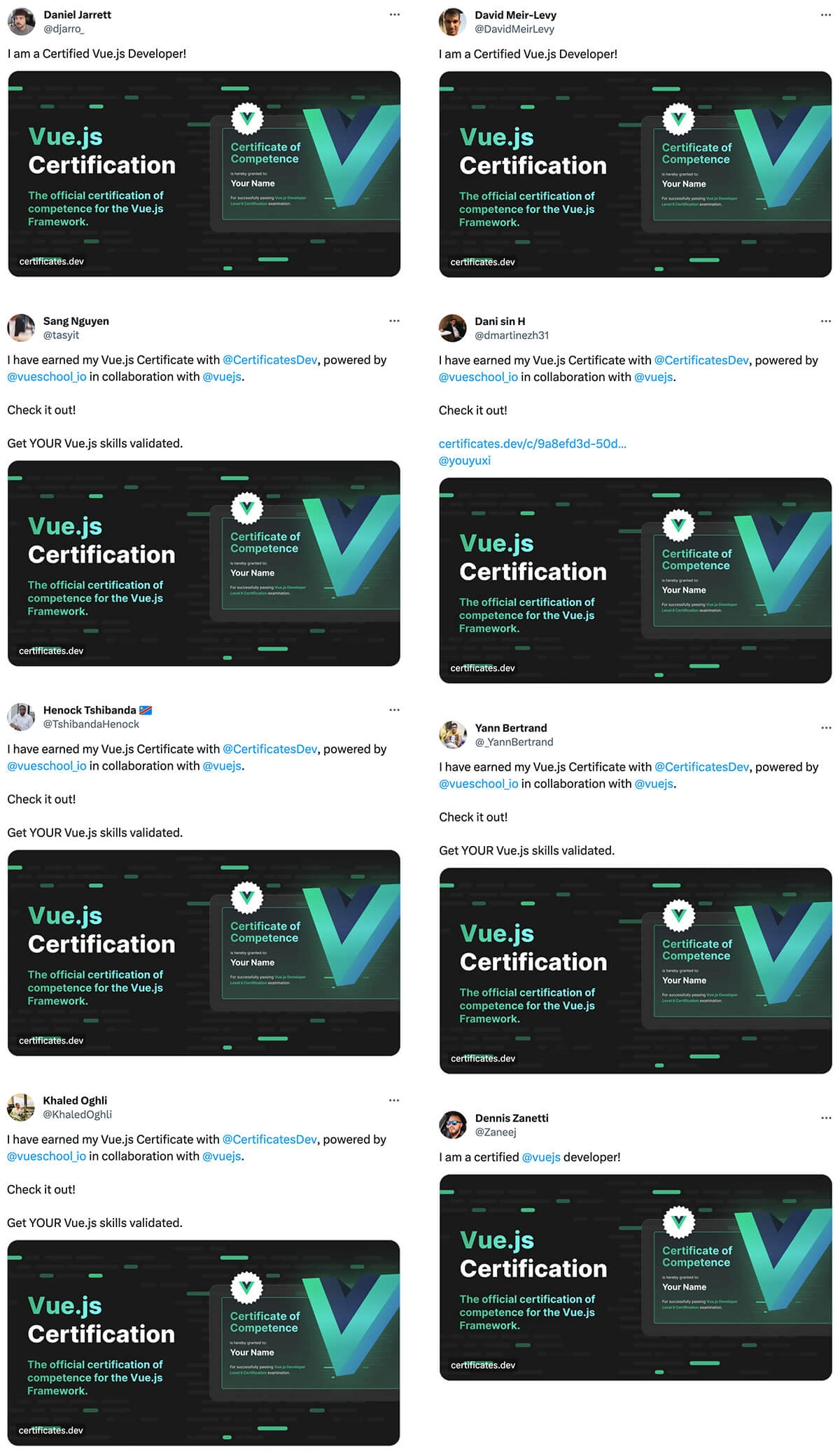 Users certificates